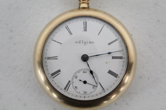 ELGIN POCKET WATCH (NON-RAILROAD GRADE; OPEN FACE CASING) W/SERIAL #9525886