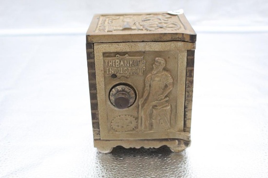 BANK OF INDUSTRY, CAST IRON, MANUFACTURED BY KENTON CO., CHIPPED BACK CORNE