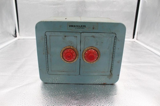 MOSLER JUNIOR DOUBLE DOOR SAFE BANK, 6" X 9" X 7"