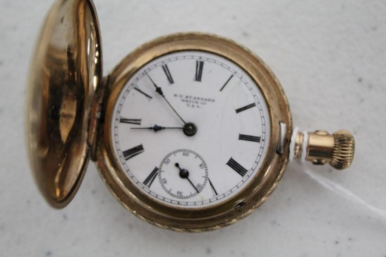 NEW YORK STANDARD POCKET WATCH (NON-RAILROAD GRADE; HUNT CASING) W/SERIAL #