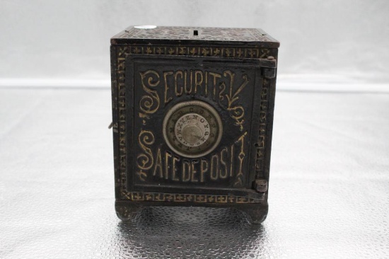 SECURITY SAFE DEPOSIT, BY KYSER & REX, CAST IRON, 4.5" X 4" X 5.5"