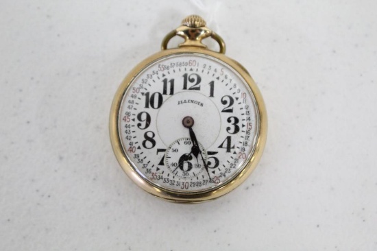 ILLINOIS POCKET WATCH (RAILROAD GRADE; OPEN FACE CASING) W/SERIAL #3610210