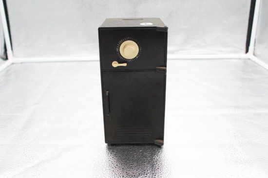 PLASTIC 2-COMPARTMENT SAFE BANK, 3.75" X3.75" X 7.5"
