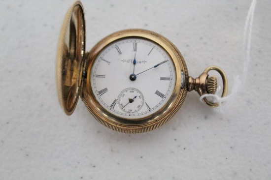 ELGIN POCKET WATCH (NON-RAILROAD GRADE; HUNT CASING) W/SERIAL #8775056 & TH