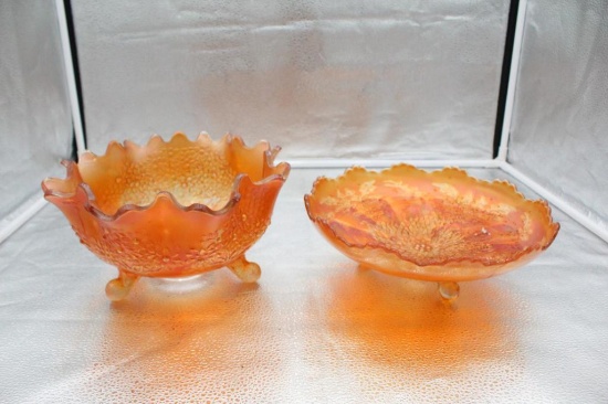 (1) FENTON ORANGE TREE BOWL MARIGOLD, (1) STAG AND HOLLY BOWL