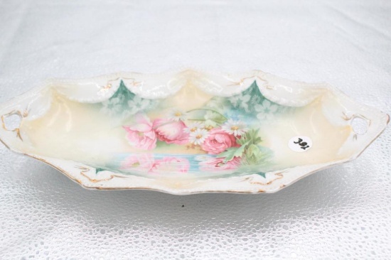 MARKED RS PRUSSIA SERVING BOWL AND CELERY DISH