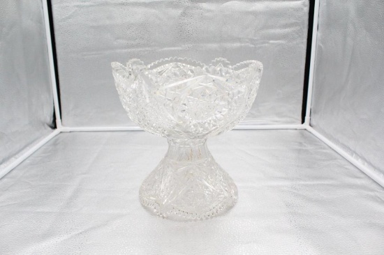 2-PIECE CUT GLASS PUNCH BOWL, 10"