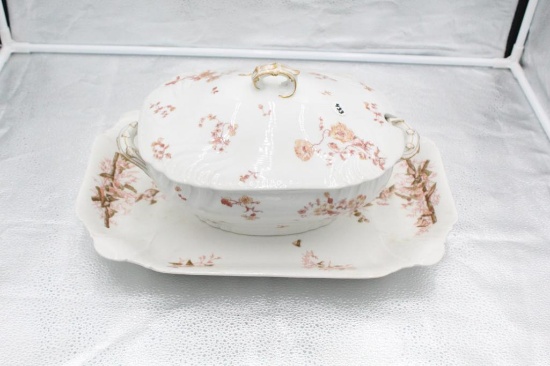 (5) LARGE SERVING PIECES, INCLUDING (3) HAVILAND TUREENS, (1) AUSTRIAN PLAT