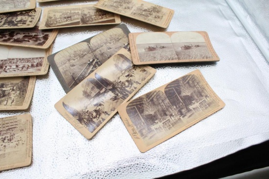 (28) STEREO-OPTIC CARDS C. 1889-1902 WITH PERIOD CONTENT