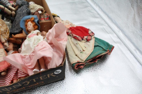 LARGE AMOUNT OF FOREIGN DOLLS, (3) MADE BY A.E.L. CHURCH INDUSTRIAL SCHOOL