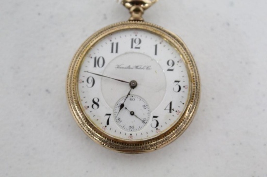 HAMILTON POCKET WATCH (RAILROAD GRADE; OPEN FACE CASING) W/SERIAL #78322 &