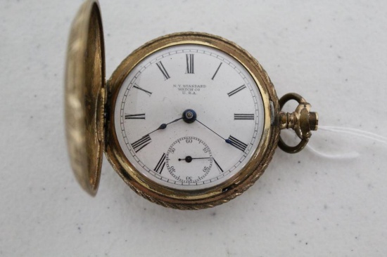 NEW YORK STANDARD POCKET WATCH (NON-RAILROAD GRADE; HUNT CASING) W/SERIAL #