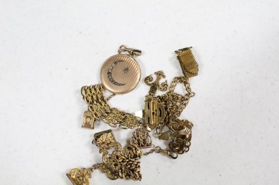 (4) POCKET WATCH CHAINS, FOBS, SEALS, & LOCKET