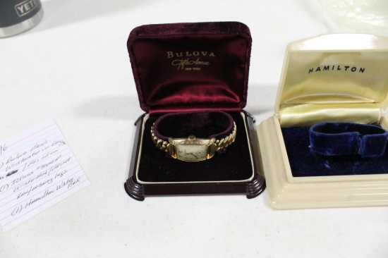 (1) BULOVA MAN'S WRISTWATCH IN ORIGINAL BOX (DOES NOT RUN), (1) ILLINOIS "T