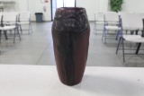 LARGE EMBOSSED VAN BRIGGLE ARTS & CRAFTS VASE, 8.5