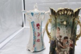 (4) RS PRUSSIA PIECES, INCLUDING (1) CHOCOLATE AND (2) TEAPOTS, SOME DAMAGE