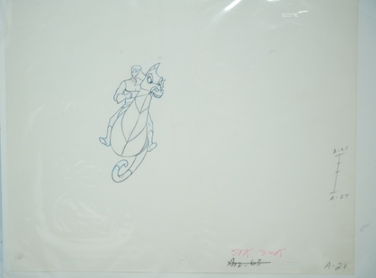 Aquaman 1960s Animation Production Cell Drawing