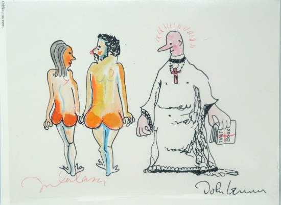 John Lennon Hand Signed 1960s Lithograph