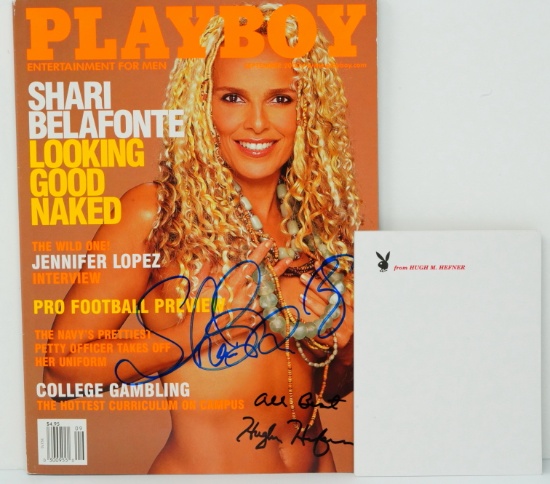Hugh Hefner & Shari Belafonte Signed Playboy