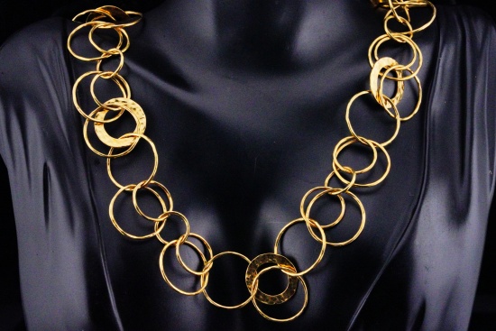 Ippolita Solid 18K Yellow Gold Hammered Disc Necklace