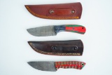 Lot of (2) Handmade Damascus Steel Skinner Knives