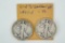 Lot of (2) 1927-S Walking Liberty Half Dollars