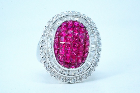2.50ctw Ruby, 1.00ct Diamond and 18K White Gold Ring