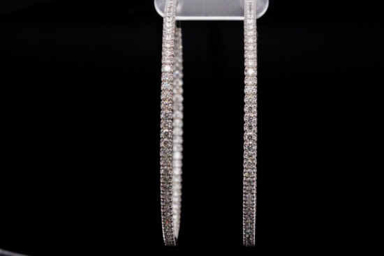 3.75ctw SI1-SI2/G-H Diamond and 14K Hoop Earrings