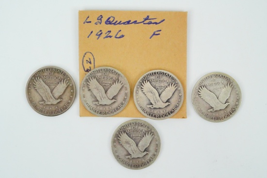 Lot of (5) 1926-P Standing Liberty Quarters (90% Silver)