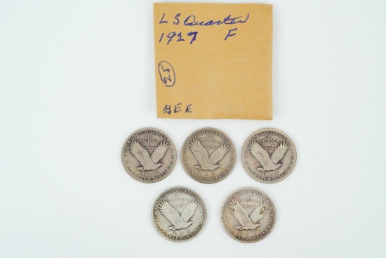 Lot of (5) 1927-P Standing Liberty Quarters (90% Silver)
