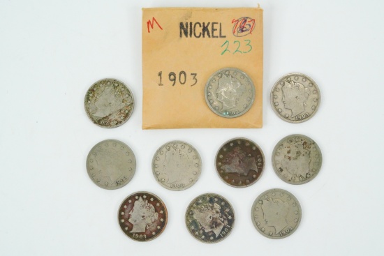 Lot of (15) 1903 Liberty Head "V" Nickels