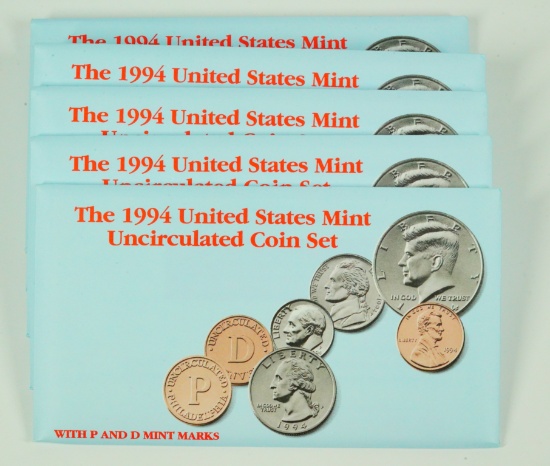 Lot of (5) 1994 U.S. Mint Uncirculated Sets