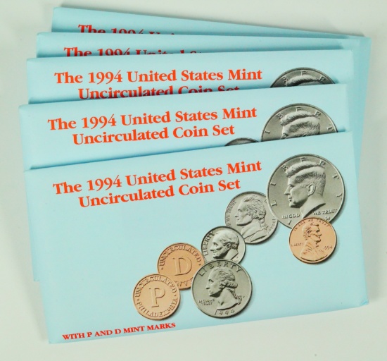 Set of (5) 1994 U.S Mint Uncirculated Coin Sets