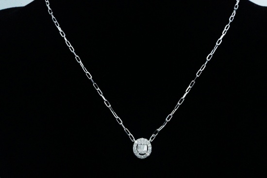 14K White Gold and 0.35ctw Diamond 16" Necklace