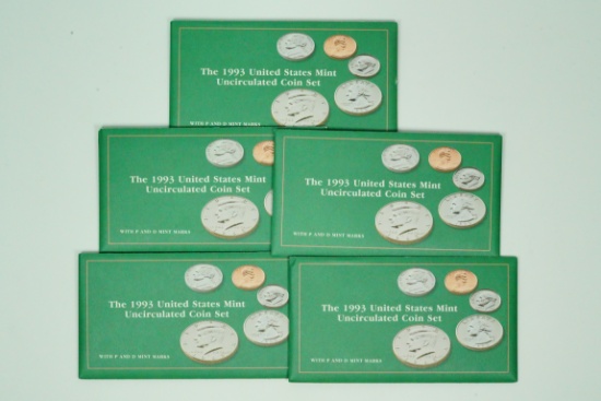 Set of (5) 1993 United States Mint Uncirculated Coin Sets