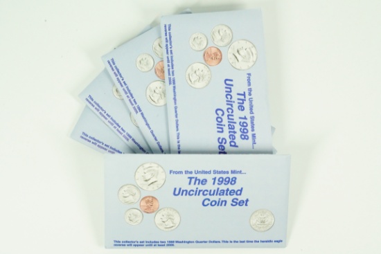Set of (5) 1998 United States Mint Uncirculated Coin Sets