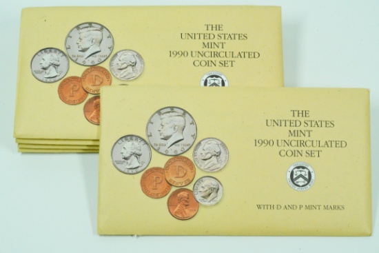 Lot of (5) 1990 United States Mint Uncirculated Coin Set