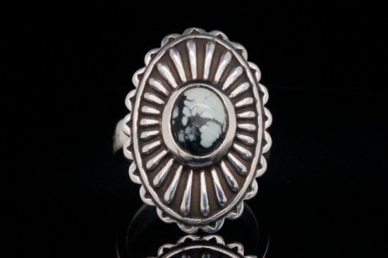 King Baby 9mm Turquoise and Sterling Silver Ring