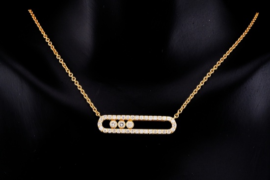 18K Yellow Gold and 0.70ctw Diamond 17" Necklace