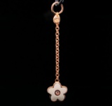 Aaron Basha 18K, Enamel Flower Pendant W/Diamonds