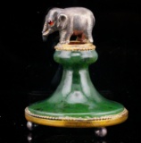 Vintage Nephrite and 88 Silver Elephant Paperweight