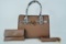 Crocodile Embossed Leather Top Handle Handbag