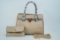 Crocodile Embossed Leather Top Handle Handbag