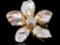 Russell Trusso 1.00ctw Diamond, Pearl, 18K Flower Brooch