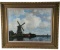 Artist Signed Oil on Canvas Windmill Landscape Painting