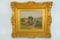S. Brownell Oil on Canvas Scene with Figures and Cattle