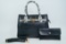 Crocodile Embossed Leather Top Handle Handbag