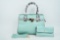 Crocodile Embossed Leather Top Handle Handbag
