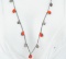 7mm Red Coral, 0.85ctw Diamond and Silver 18