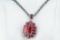 34.00ctw Garnet, 1.25ctw Diamond and Silver Pendant